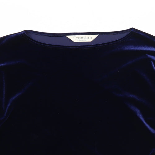 Premium Womens Blue Round Neck Polyester Pullover Jumper Size 12