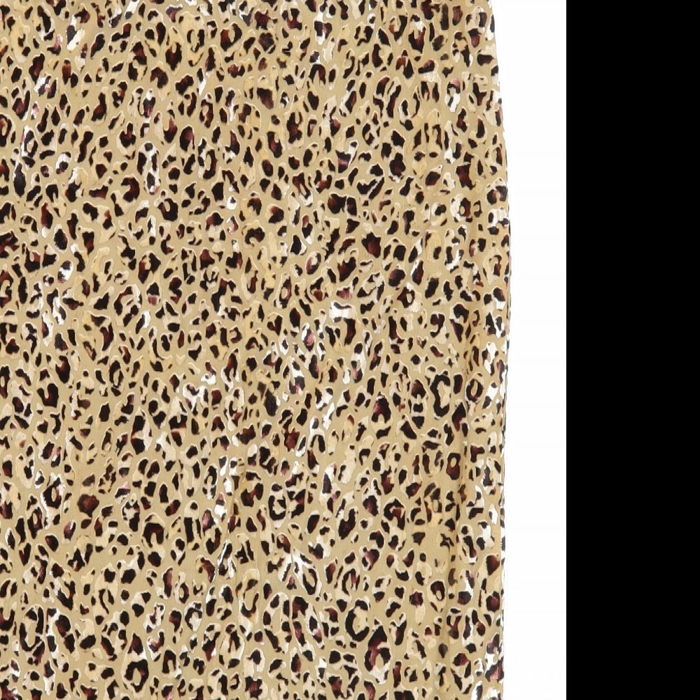 Miss Selfridge Womens Brown Animal Print Polyester A-Line Skirt Size 12 - Leopard Pattern