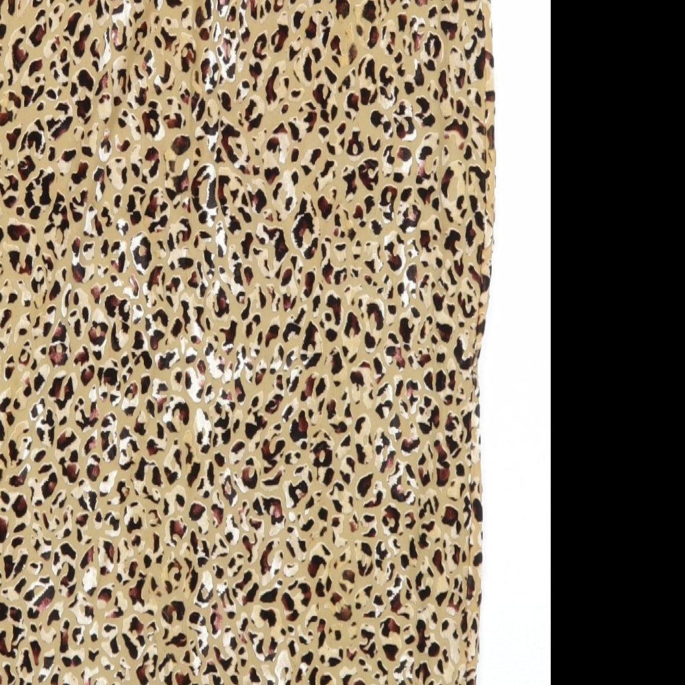 Miss Selfridge Womens Brown Animal Print Polyester A-Line Skirt Size 12 - Leopard Pattern