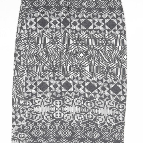 New Look Womens Grey Fair Isle Viscose Bandage Skirt Size 8 - Waist 22 inches