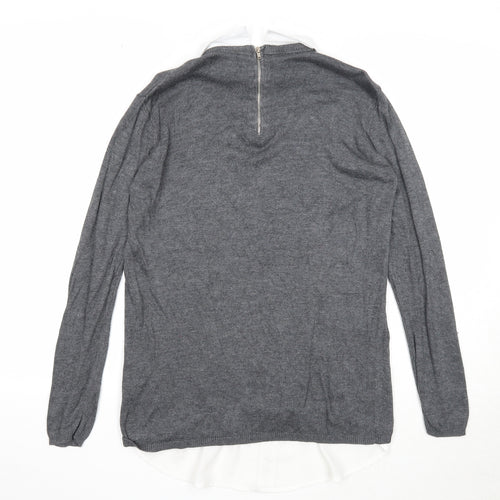 Atmosphere Womens Grey Collared Viscose Pullover Jumper Size 8