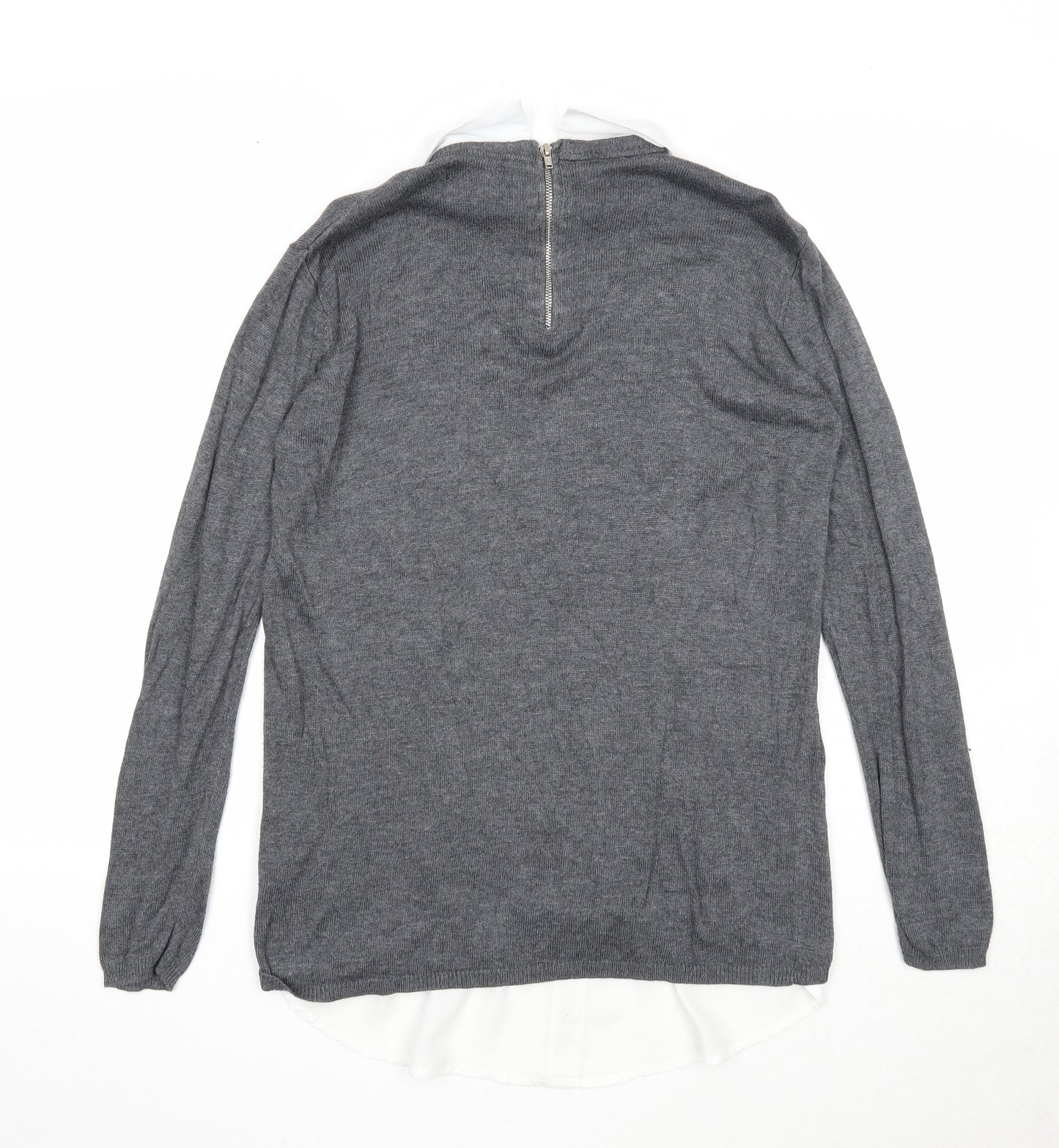 Atmosphere Womens Grey Collared Viscose Pullover Jumper Size 8