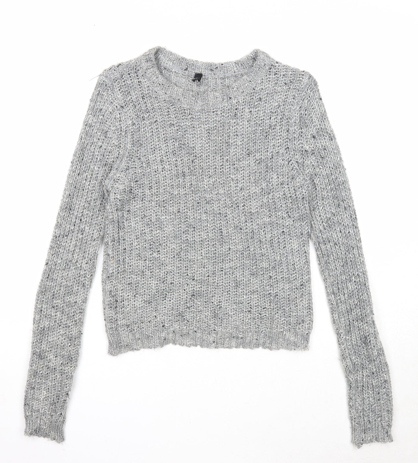 Divided Womens Grey Round Neck Acrylic Pullover Jumper Size XS