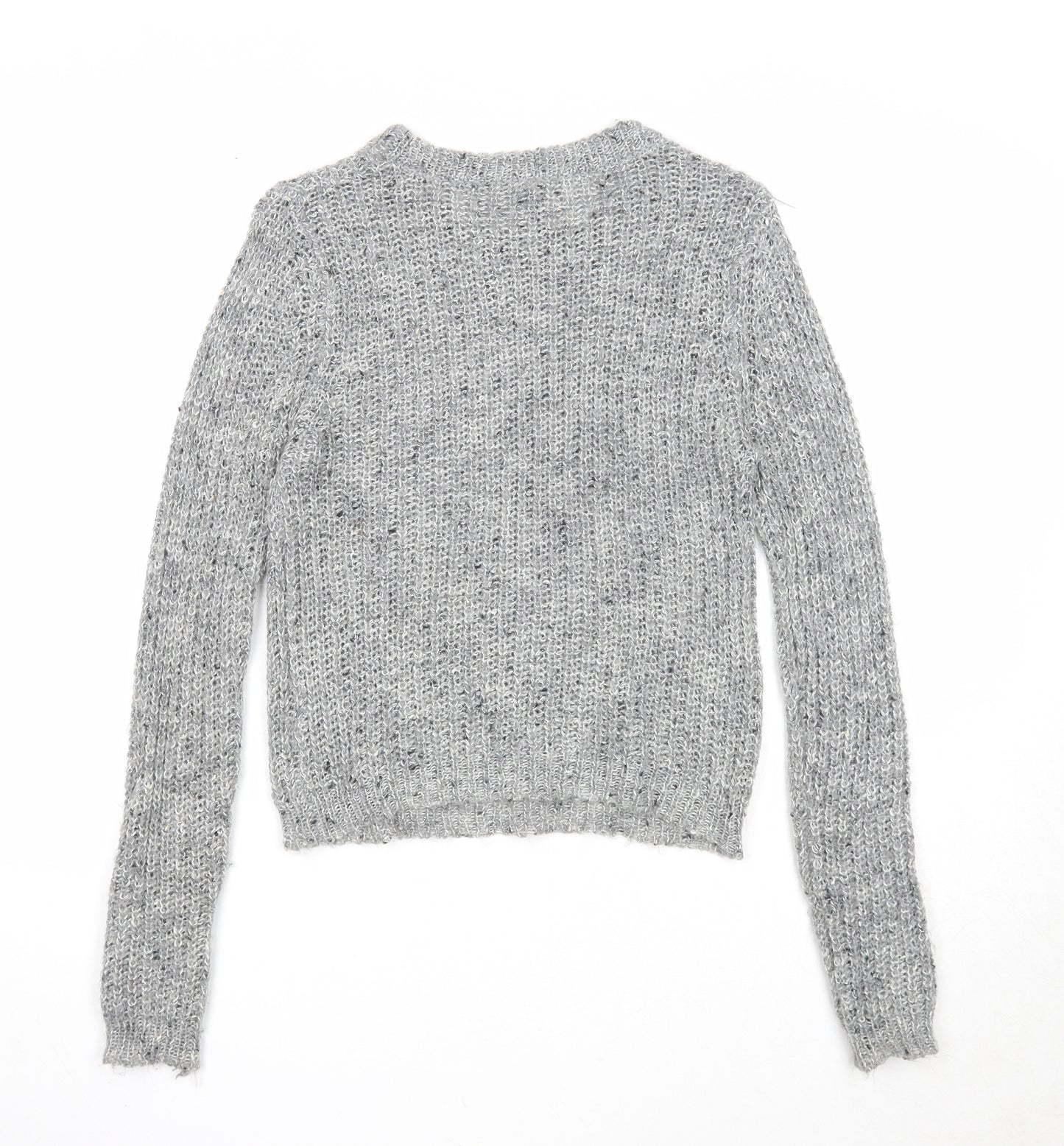 Divided Womens Grey Round Neck Acrylic Pullover Jumper Size XS