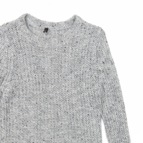 Divided Womens Grey Round Neck Acrylic Pullover Jumper Size XS