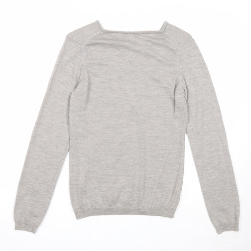 Deane & White Mens Grey V-Neck Wool Pullover Jumper Size S Long Sleeve