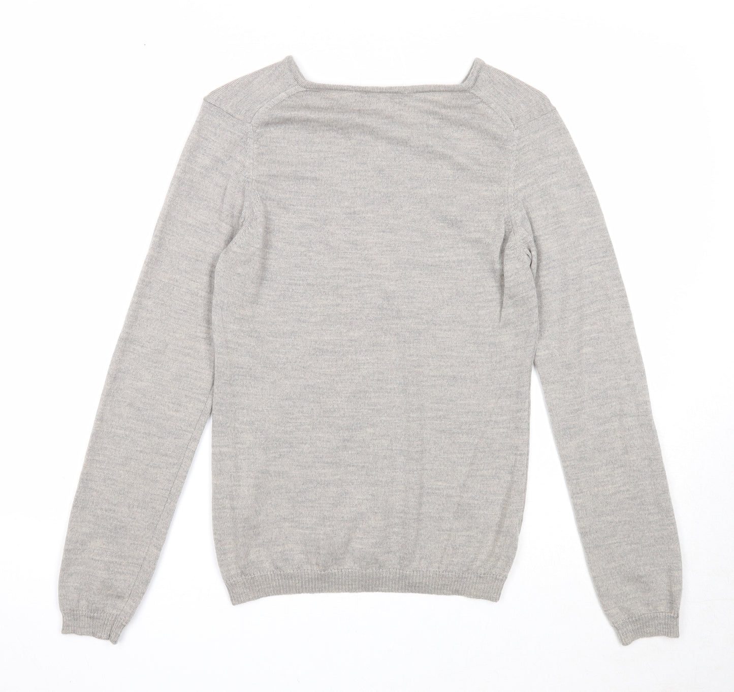 Deane & White Mens Grey V-Neck Wool Pullover Jumper Size S Long Sleeve