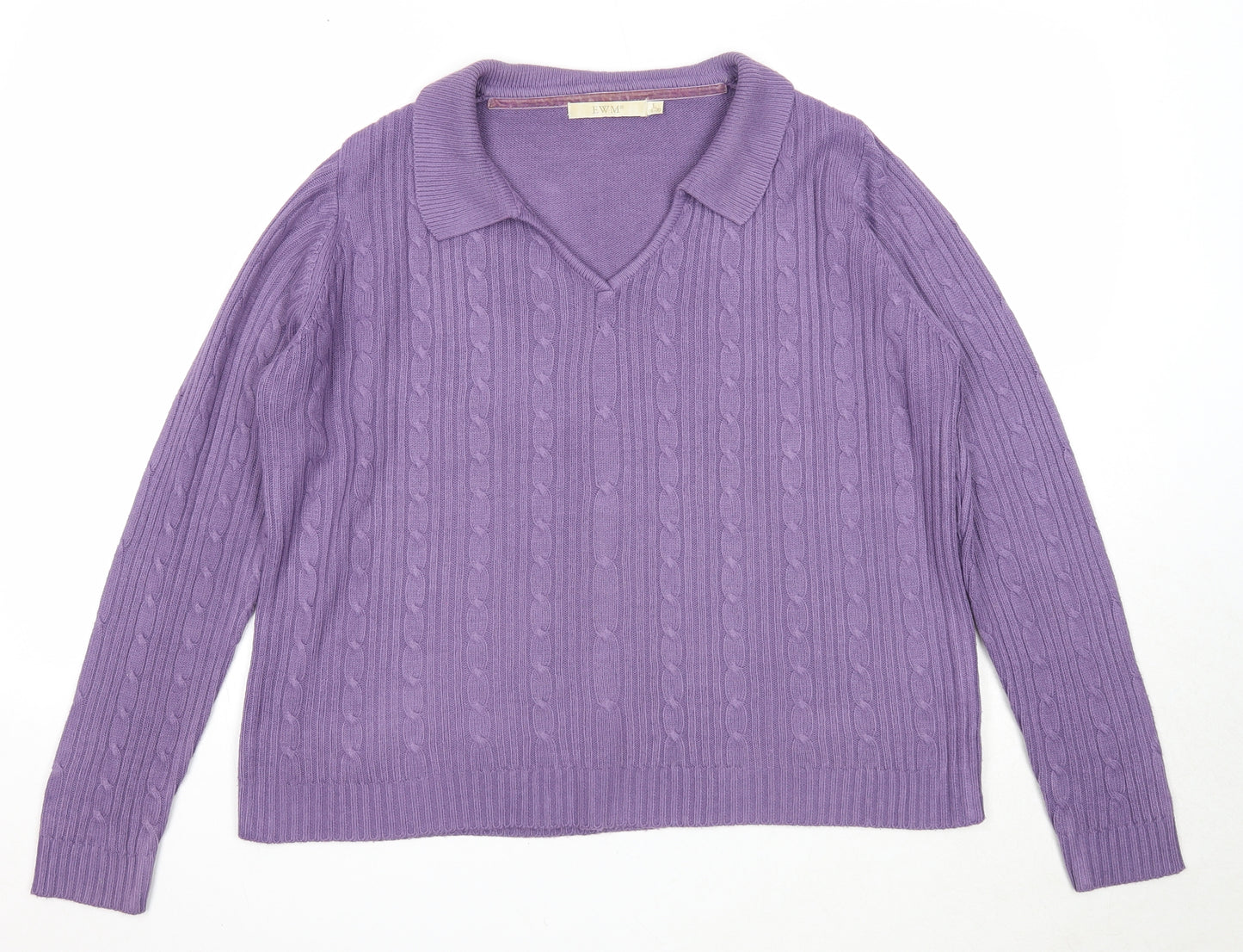 EWM Womens Purple V-Neck Acrylic Pullover Jumper Size 18
