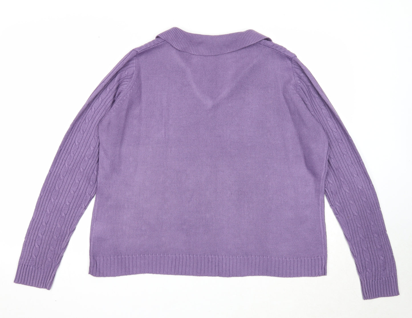 EWM Womens Purple V-Neck Acrylic Pullover Jumper Size 18
