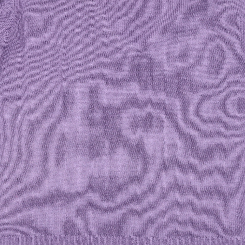EWM Womens Purple V-Neck Acrylic Pullover Jumper Size 18