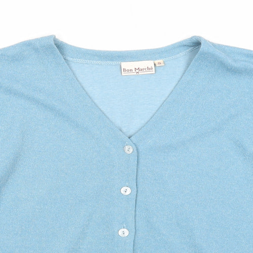 Bonmarché Womens Blue V-Neck Polyester Cardigan Jumper Size S
