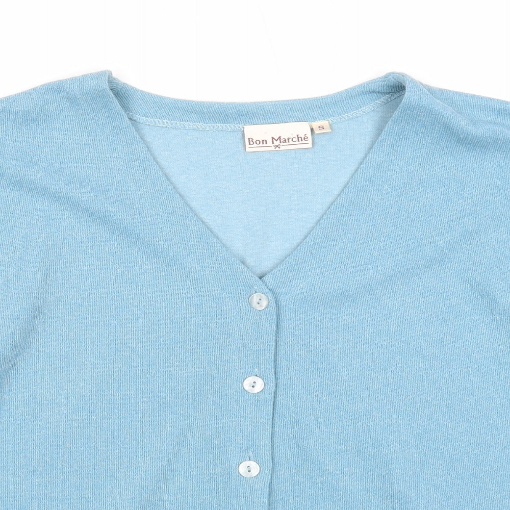 Bonmarché Womens Blue V-Neck Polyester Cardigan Jumper Size S