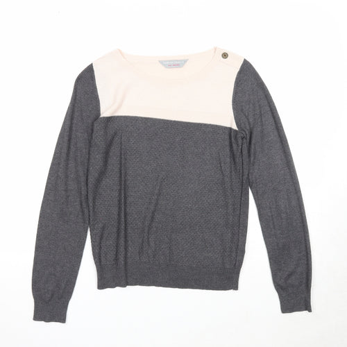 Dorothy Perkins Womens Grey Round Neck Viscose Pullover Jumper Size 8