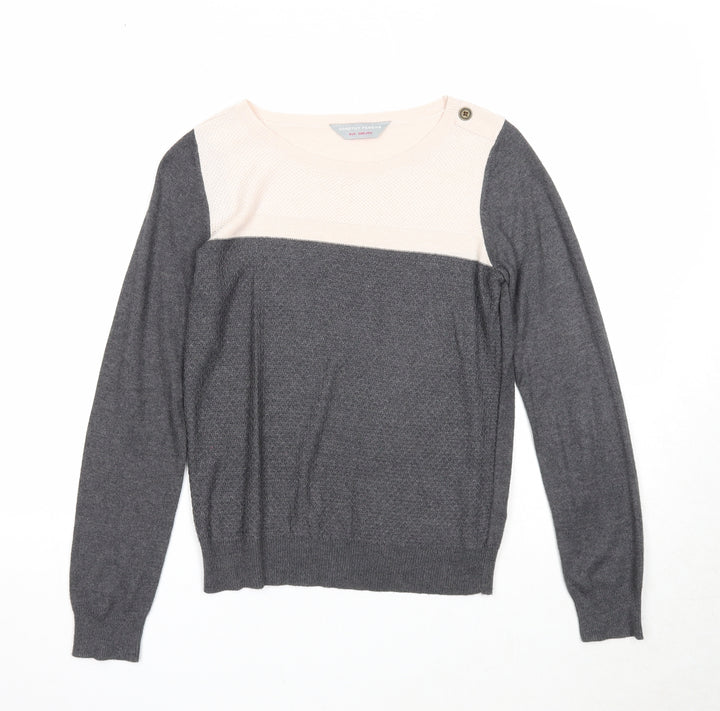 Dorothy Perkins Womens Grey Round Neck Viscose Pullover Jumper Size 8
