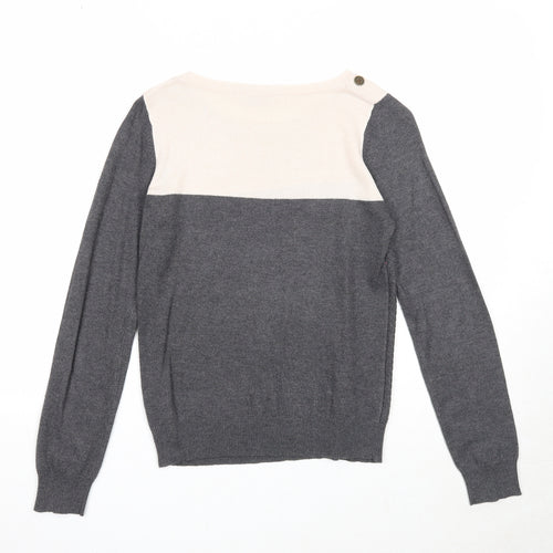 Dorothy Perkins Womens Grey Round Neck Viscose Pullover Jumper Size 8