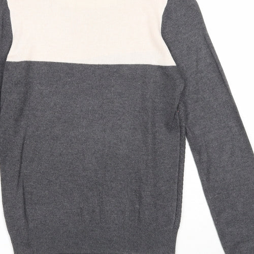 Dorothy Perkins Womens Grey Round Neck Viscose Pullover Jumper Size 8