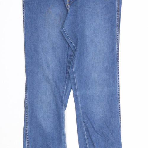 H&M Womens Blue Cotton Straight Jeans Size 30 in Regular Zip