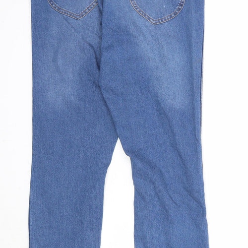 H&M Womens Blue Cotton Straight Jeans Size 30 in Regular Zip