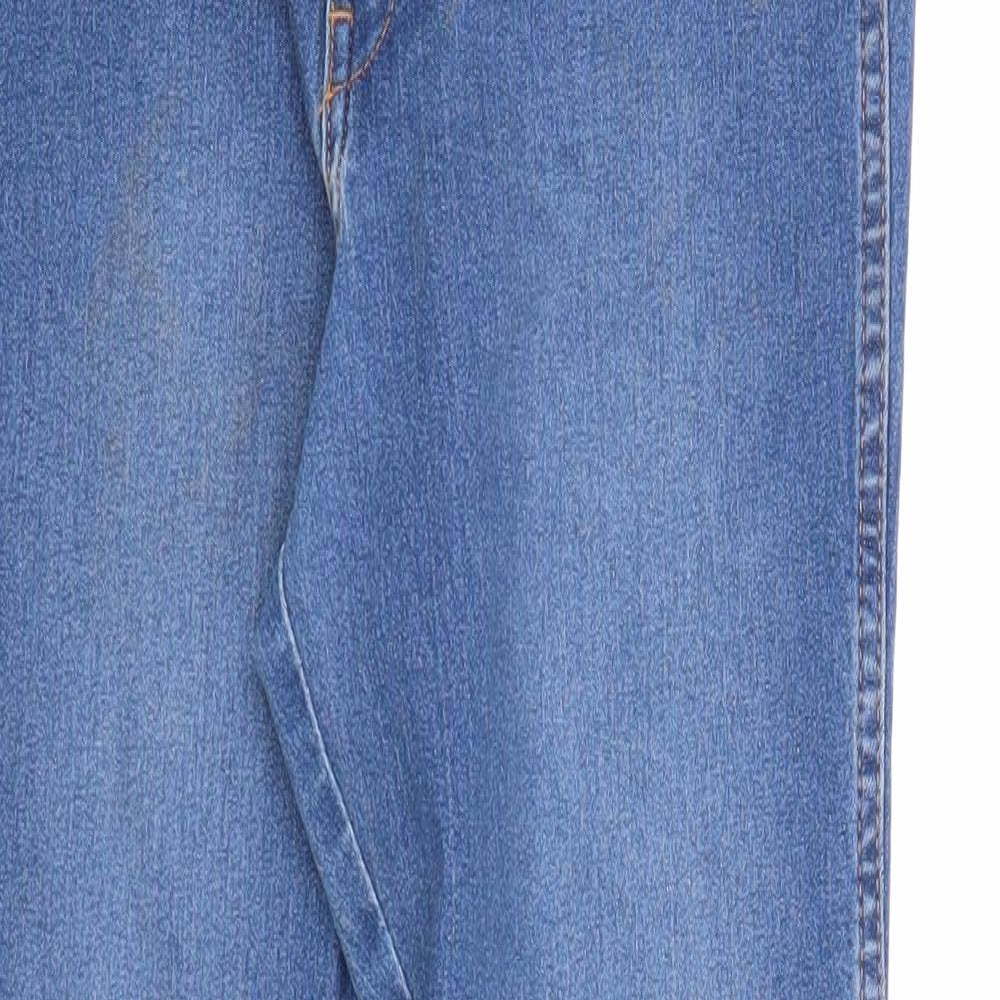 H&M Womens Blue Cotton Straight Jeans Size 30 in Regular Zip