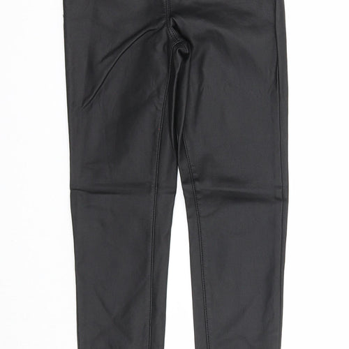 NEXT Girls Black Viscose Jegging Trousers Size 9 Years Regular Pullover - Faux Leather Style
