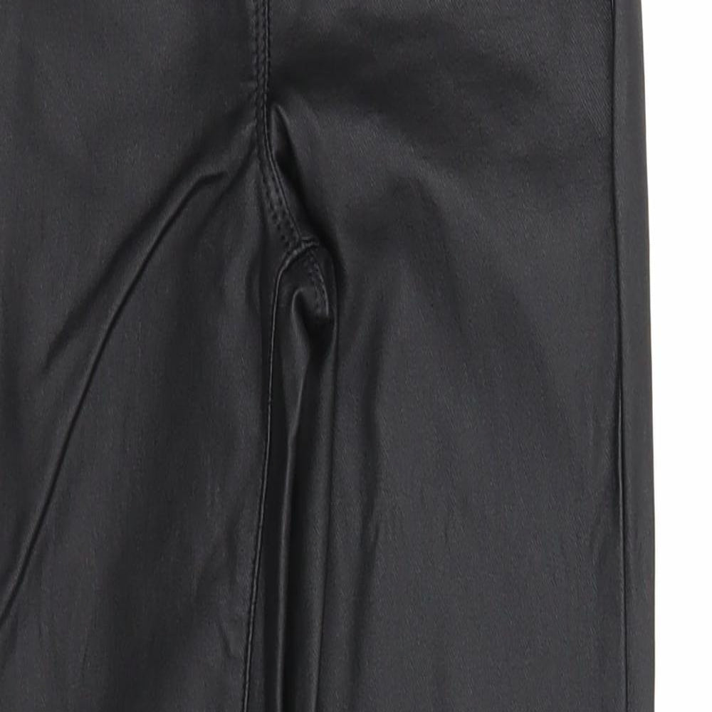 NEXT Girls Black Viscose Jegging Trousers Size 9 Years Regular Pullover - Faux Leather Style