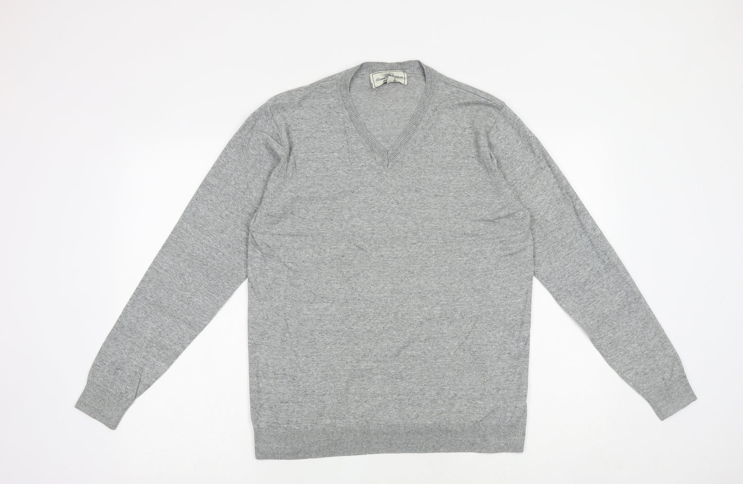NEXT Womens Grey V-Neck Nylon Pullover Jumper Size M