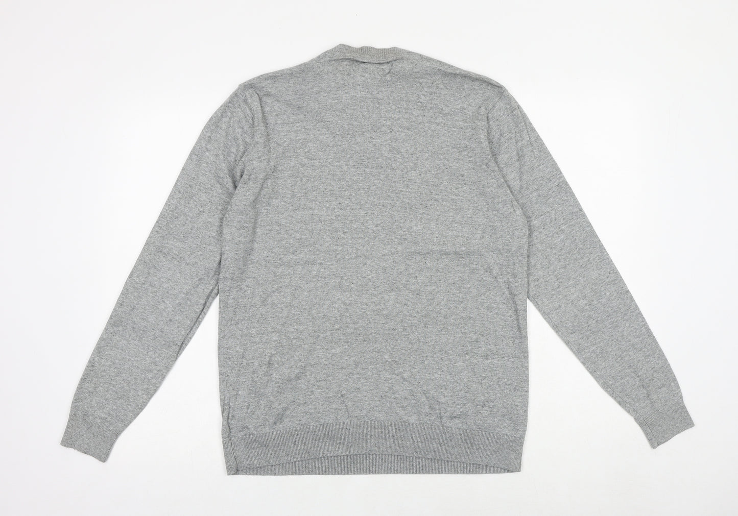 NEXT Womens Grey V-Neck Nylon Pullover Jumper Size M