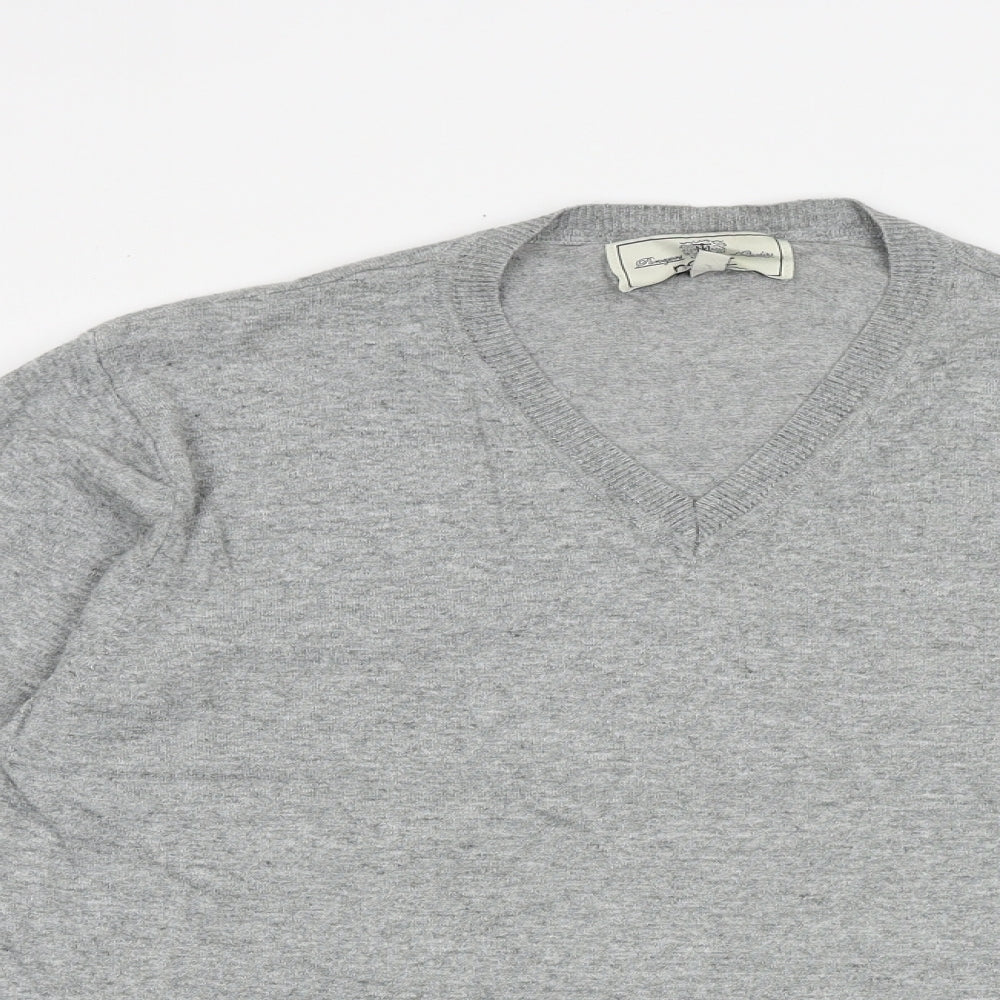 NEXT Womens Grey V-Neck Nylon Pullover Jumper Size M