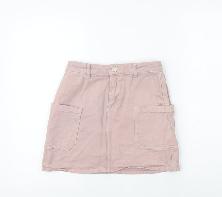 BDG Womens Pink Cotton Cargo Skirt Size XS Button