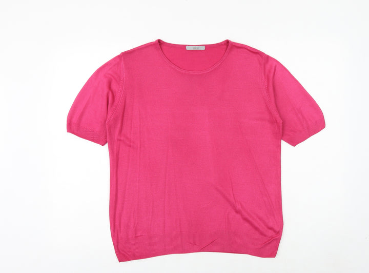 Marks and Spencer Womens Pink Boat Neck Acrylic Pullover Jumper Size 16