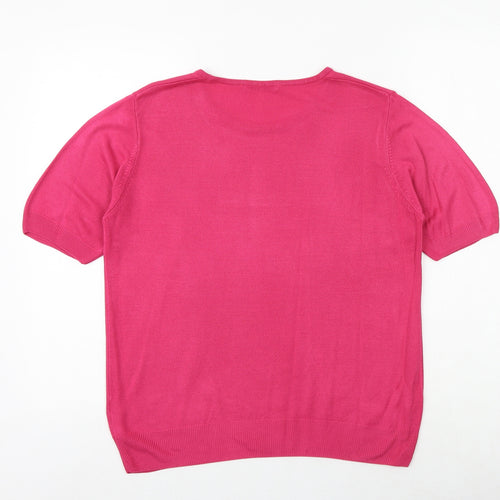 Marks and Spencer Womens Pink Boat Neck Acrylic Pullover Jumper Size 16