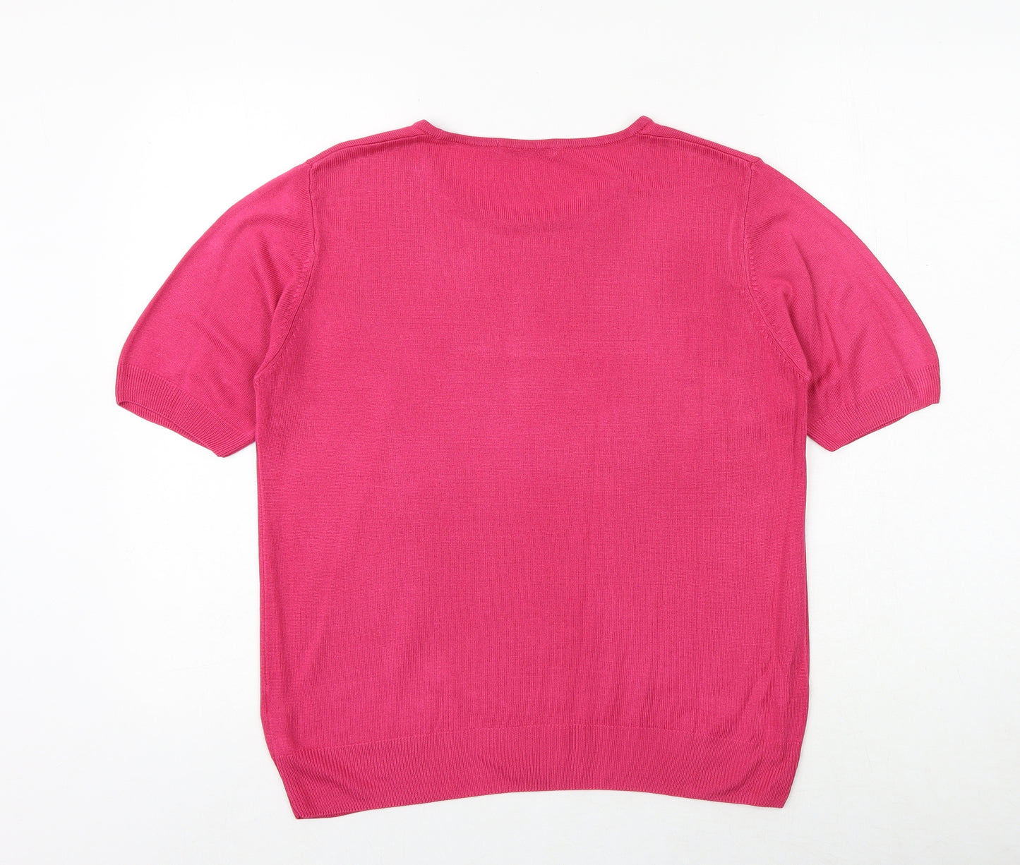 Marks and Spencer Womens Pink Boat Neck Acrylic Pullover Jumper Size 16