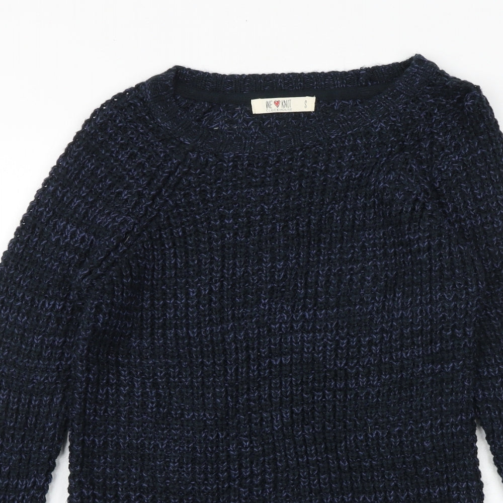 Clockhouse Womens Blue Boat Neck Acrylic Pullover Jumper Size S