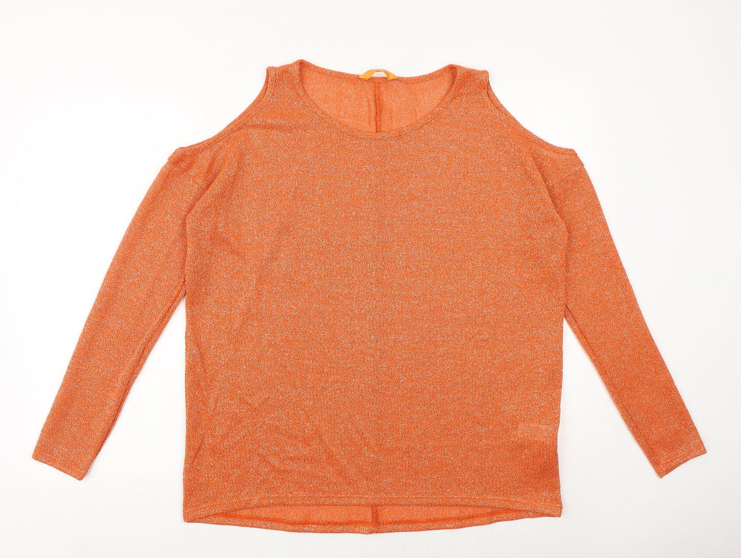 NEXT Womens Orange Viscose Basic Blouse Size 16 Boat Neck - Cold Shoulder