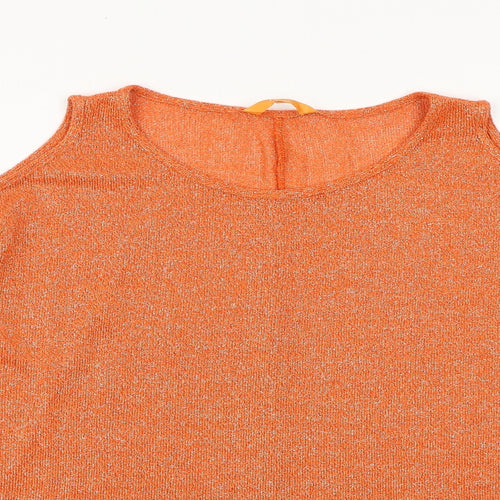 NEXT Womens Orange Viscose Basic Blouse Size 16 Boat Neck - Cold Shoulder