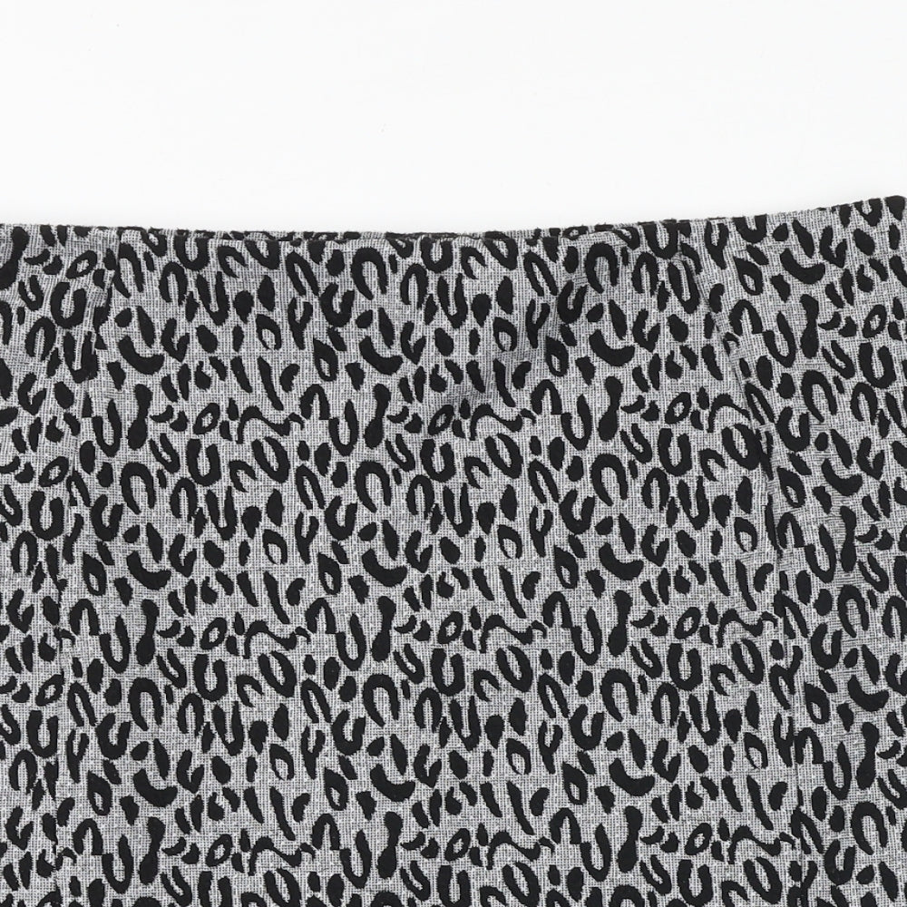 Papaya Womens Grey Animal Print Polyester A-Line Skirt Size 16 - Leopard Pattern
