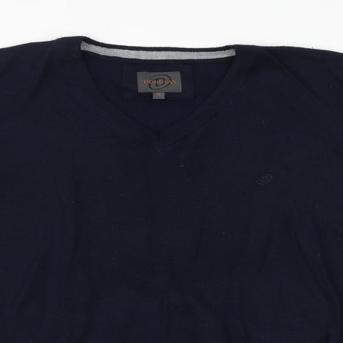 Douglas Mens Blue V-Neck Acrylic Pullover Jumper Size M Long Sleeve