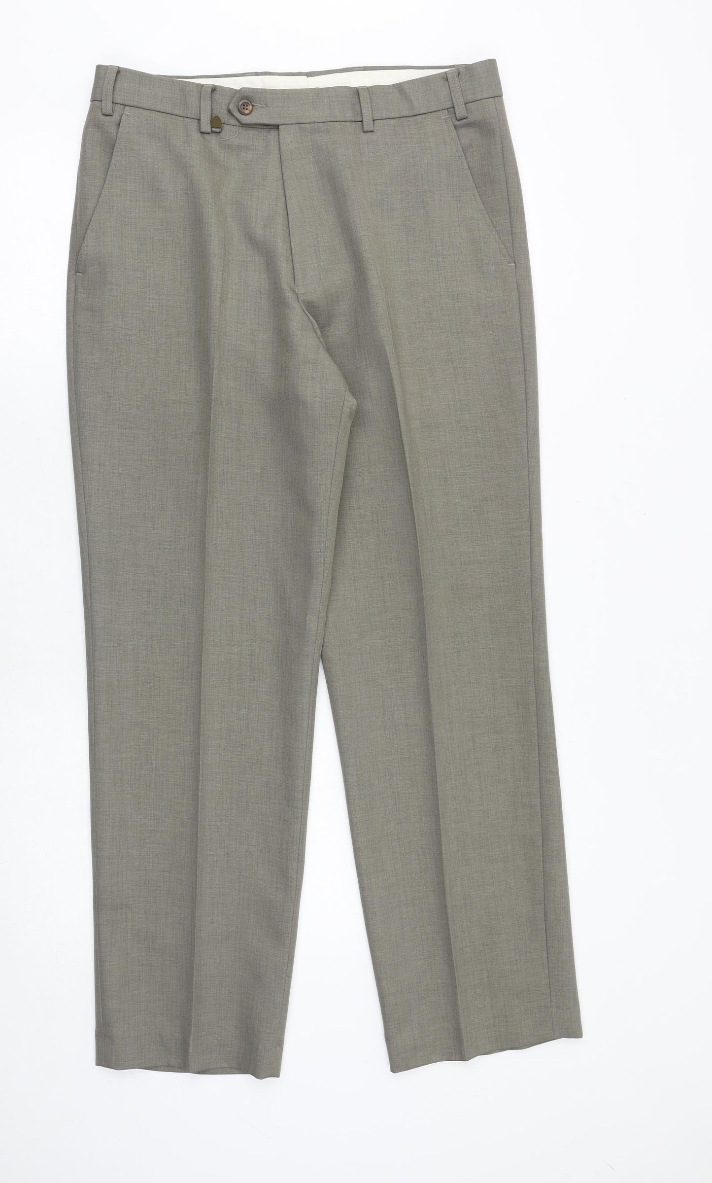 Wolsey Mens Beige Polyester Dress Pants Trousers Size 34 in Regular Zip