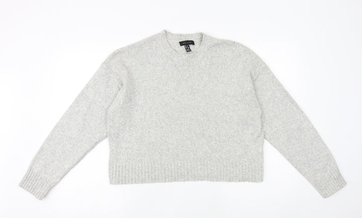 New Look Womens Grey Round Neck Acrylic Pullover Jumper Size M