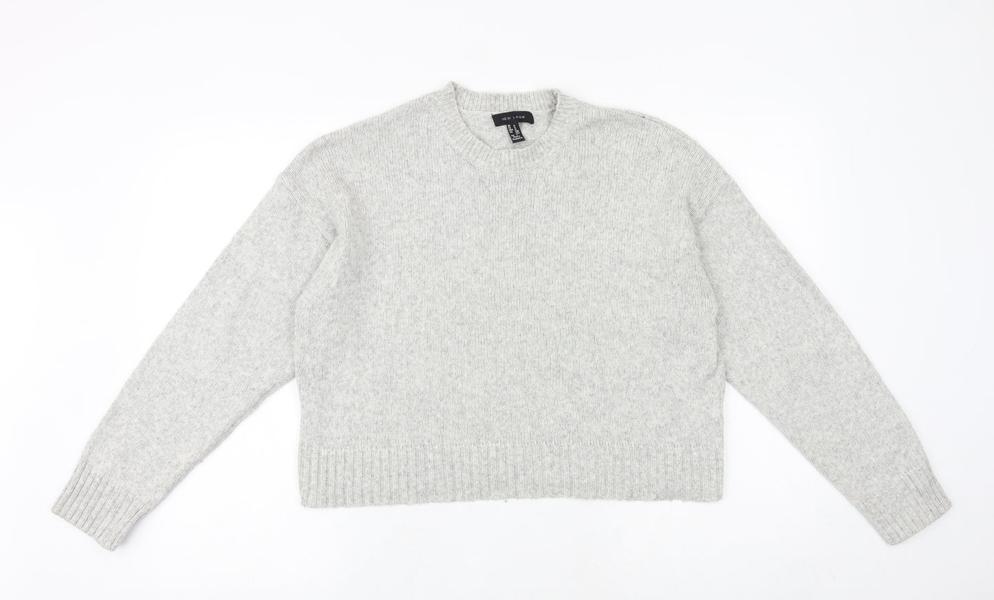 New Look Womens Grey Round Neck Acrylic Pullover Jumper Size M