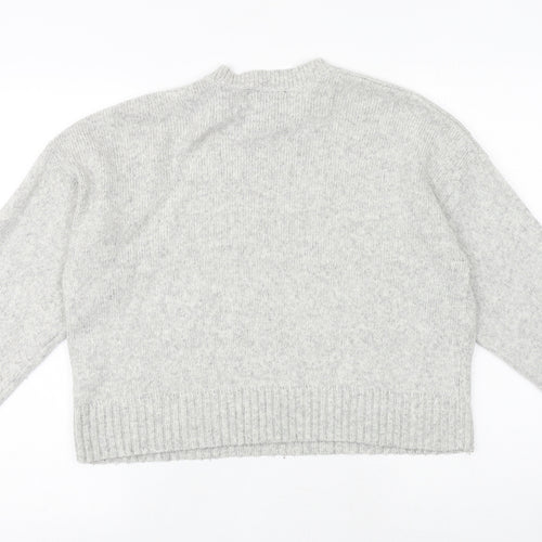 New Look Womens Grey Round Neck Acrylic Pullover Jumper Size M