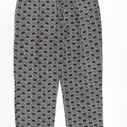 Preworn Womens Black Geometric Viscose Trousers Size S Regular