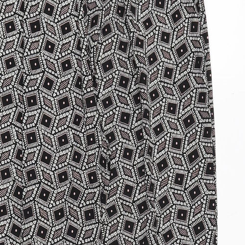 Preworn Womens Black Geometric Viscose Trousers Size S Regular