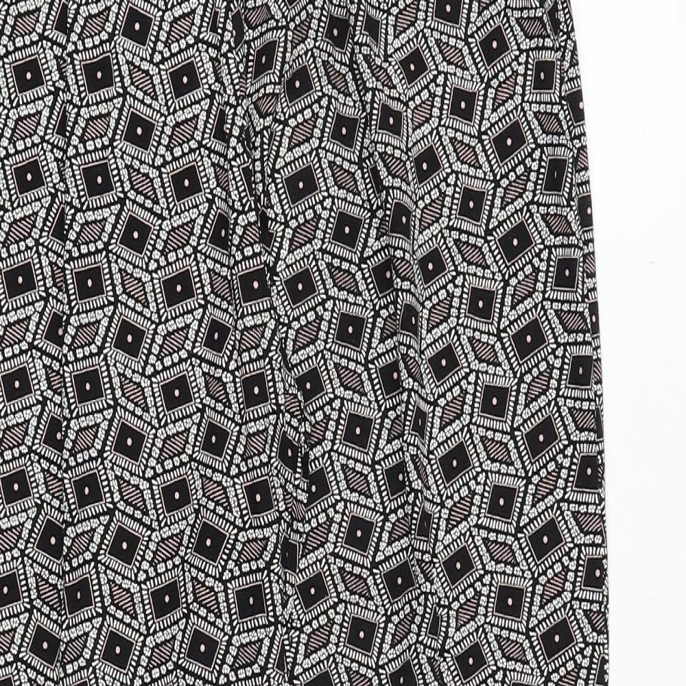 Preworn Womens Black Geometric Viscose Trousers Size S Regular