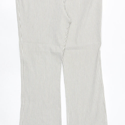 Dorothy Perkins Womens Grey Striped Viscose Trousers Size 18 Regular Zip