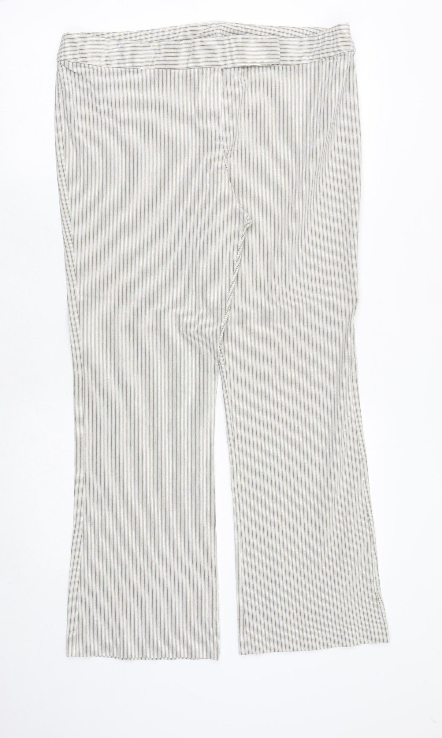 Dorothy Perkins Womens Grey Striped Viscose Trousers Size 18 Regular Zip