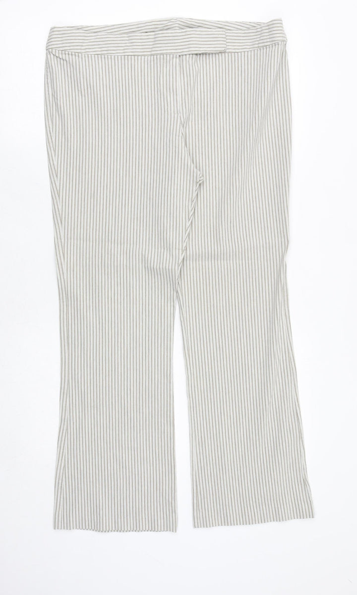 Dorothy Perkins Womens Grey Striped Viscose Trousers Size 18 Regular Zip