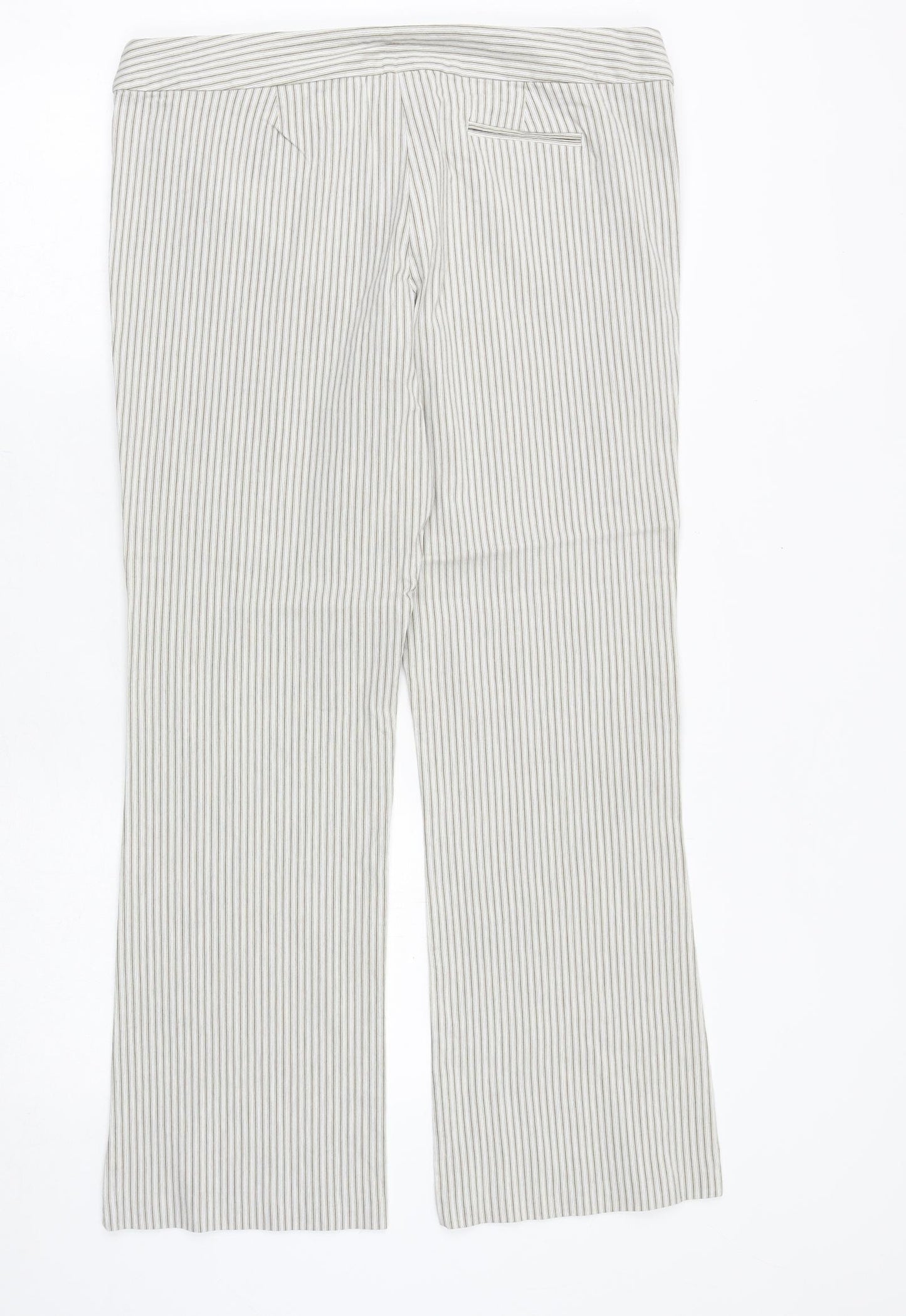 Dorothy Perkins Womens Grey Striped Viscose Trousers Size 18 Regular Zip