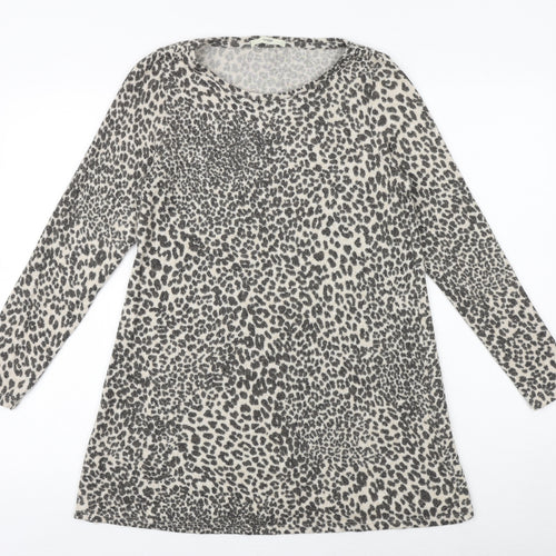 George Womens Brown Round Neck Animal Print Viscose Pullover Jumper Size 8 - Leopard Pattern