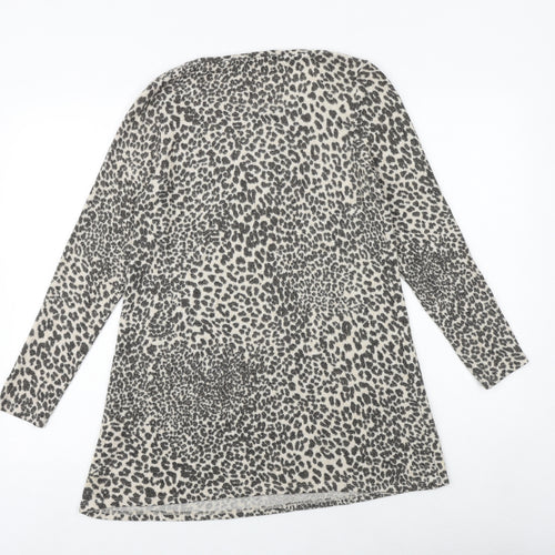 George Womens Brown Round Neck Animal Print Viscose Pullover Jumper Size 8 - Leopard Pattern